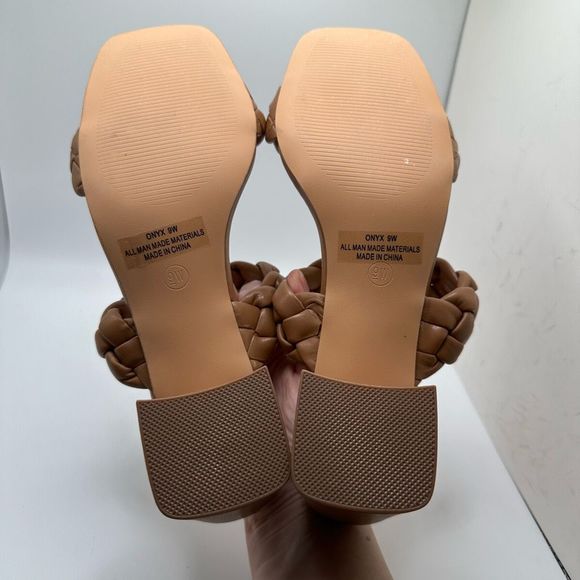 CUSHIONAIRE Women's braided Heel Sandal +Memory Foam 9 WIDE TAN - Picture 5 of 7